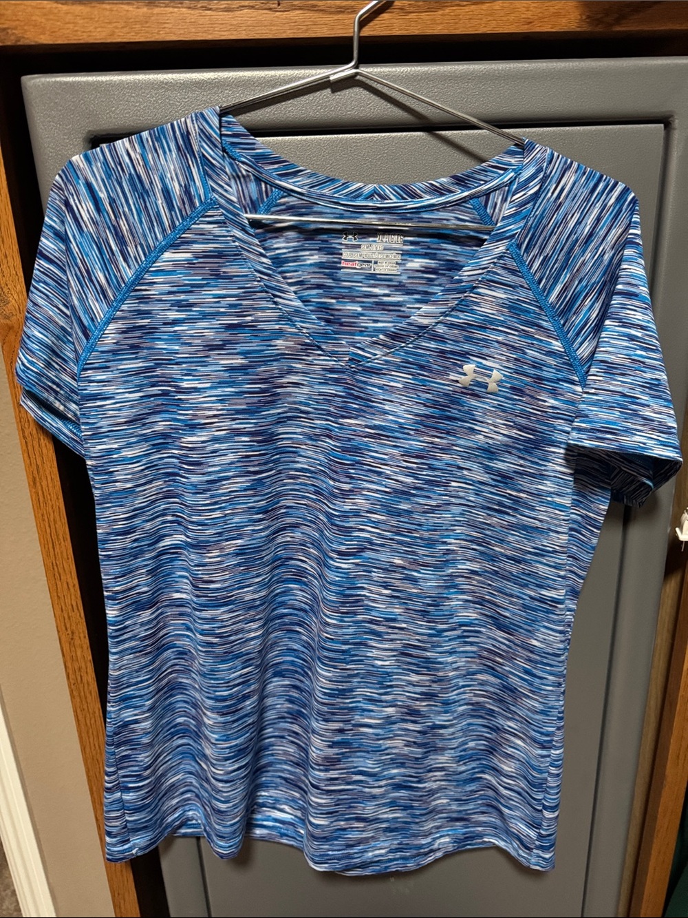 Under Armour Blue Multi-Stripe HeatGear V-Neck Performance Shirt